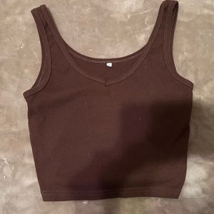 Cropped brown tank top.